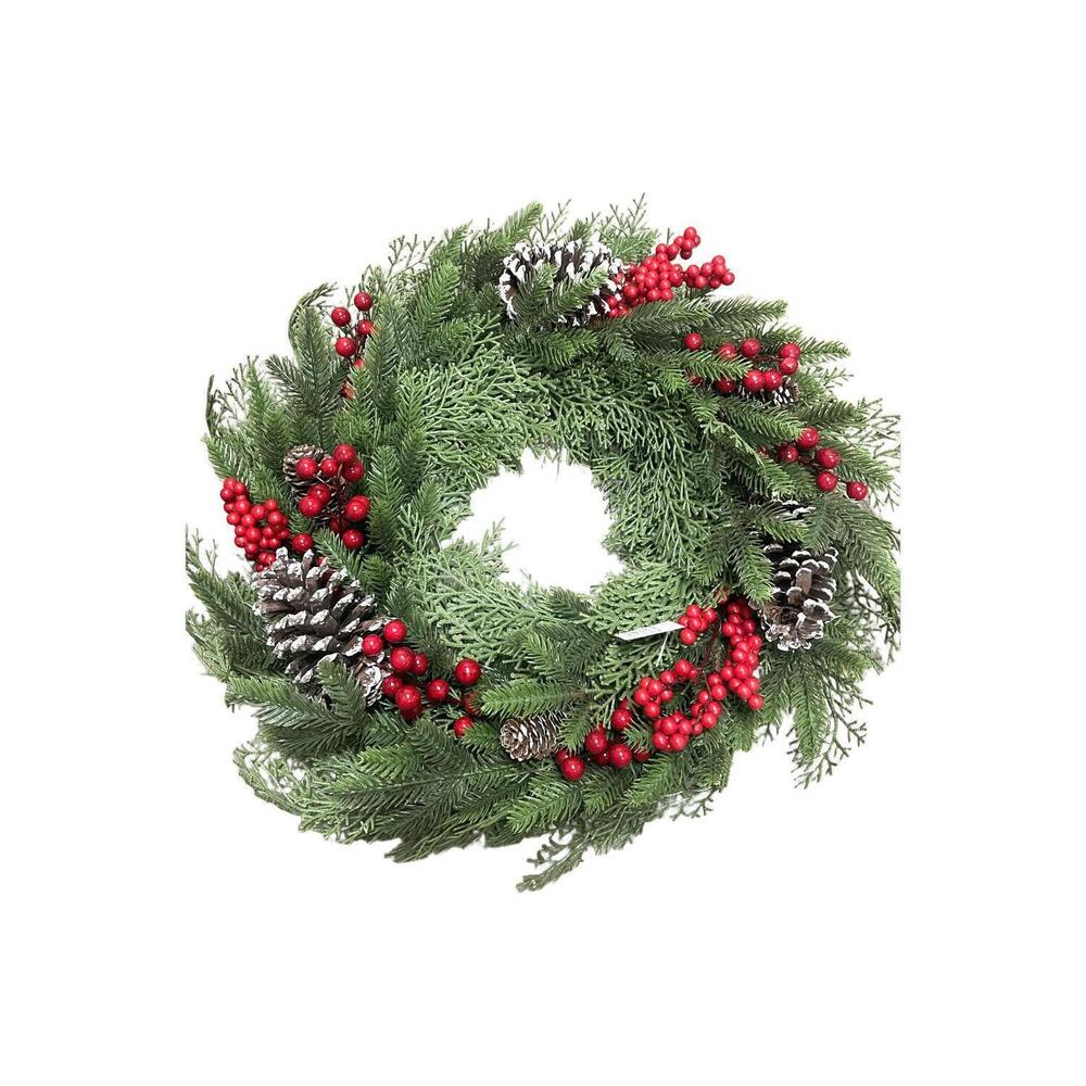 Valerie 24" Pinecone, Ornament and Berry Wreath